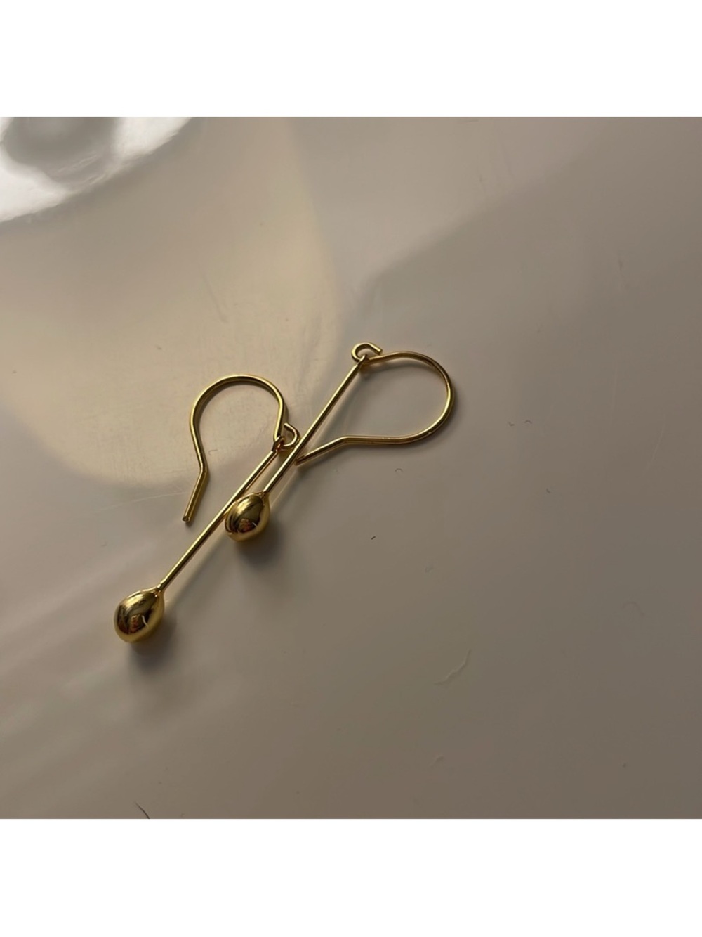 Gorjana Polished Gold Teardrop Bar Hook Earrings - Picture 3 of 3